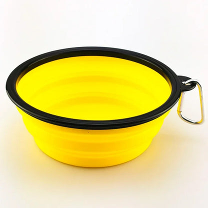 Collapsible Pet Silicone Dog Food Water Bowl Outdoor Camping Travel Portable Folding Pet Bowl Dishes with Carabiner Pet Supplies
