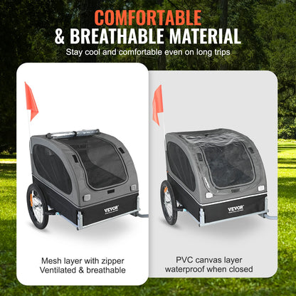 SucceBuy 88 lbs Dog Bike Trailer Pet Cart Bicycle Carrier with Wheels, Coupler, Reflectors, Flag, Collapsible to Store for Dogs