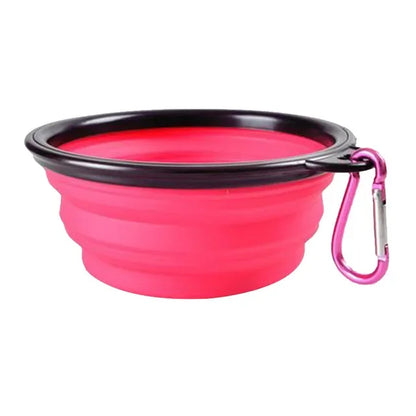 Collapsible Pet Silicone Dog Food Water Bowl Outdoor Camping Travel Portable Folding Pet Bowl Dishes with Carabiner Pet Supplies