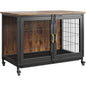 37.4 Inch Wooden Dog Crate Furniture for Small-Medium-Large Dogs, Heavy Duty Dog Kennel Furniture Indoor with Wheels