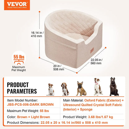 Dog Booster Car Seat Pet Car Seat for Small Medium Dog up to 55 lbs Brown
