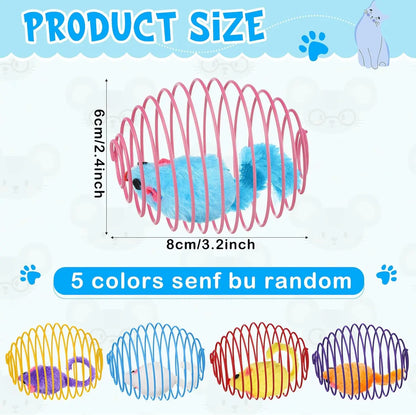 5 cat spring balls, stretchable spring toys, interactive rolling balls, colorful and interesting coil springs