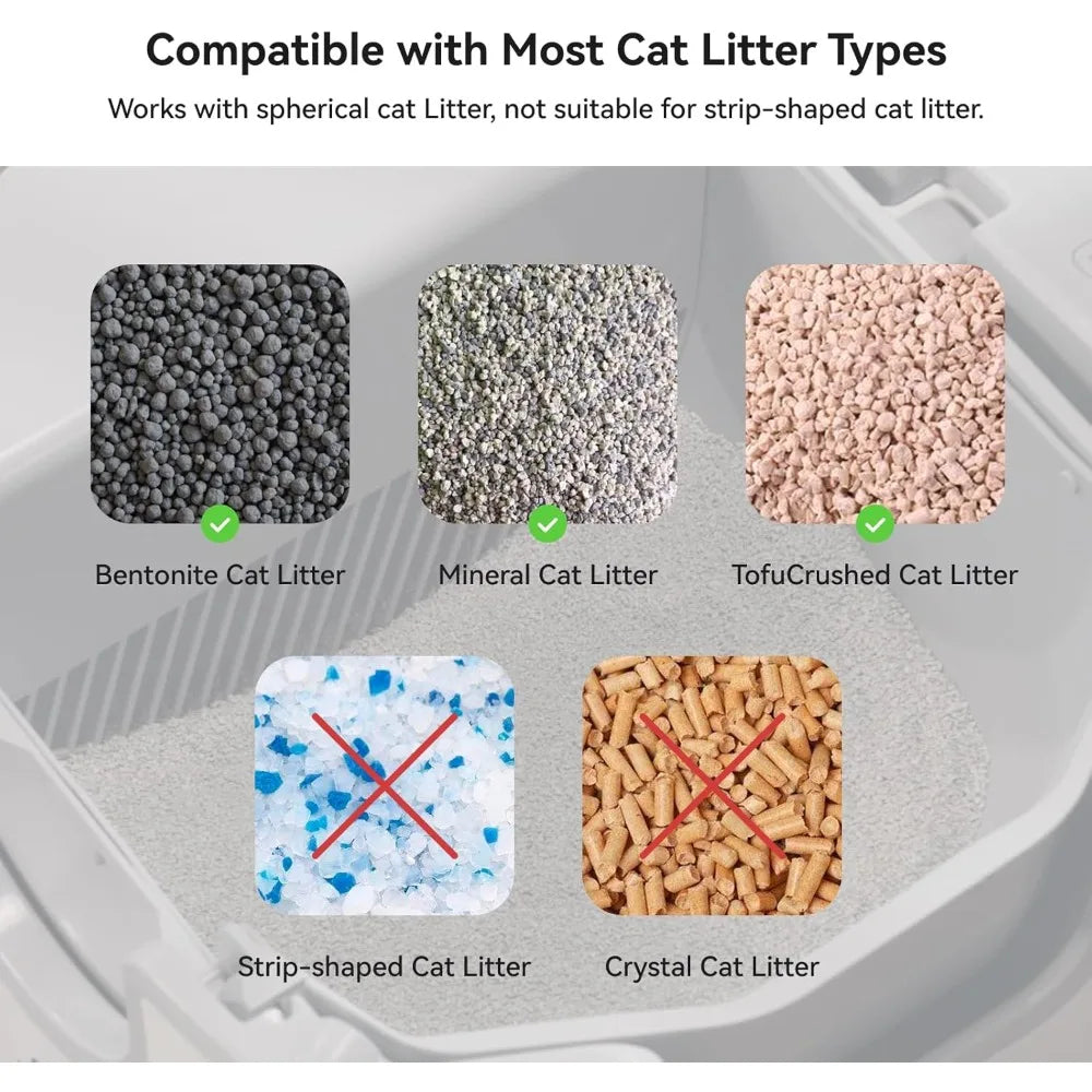 F6 Self-Cleaning Litter Box - Open-Top Automatic Cat Litter Box with Odor Control, Safety Features, and Easy Maintenance