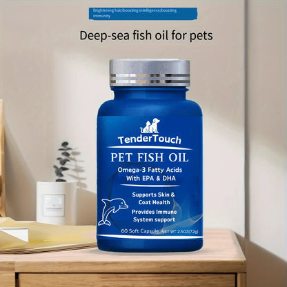 60 Capsules Amazing Omega 3 Fish Oil for Dogs and Cats - Omega 3 for Dogs and Cats Shedding and Skin Health For Dog Dry Skin