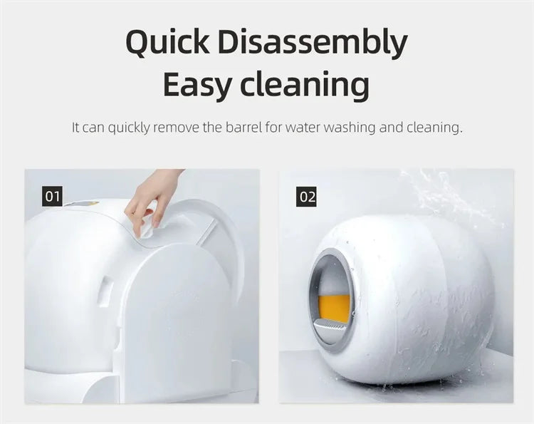 Self Cleaning Cat Litter Box 65L Automatic Cat Litter Box For 1.5-6kg Cat w/ Trash Bag & Litter Mat Smart Cat Toilet App Control