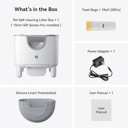 F6 Self-Cleaning Litter Box - Open-Top Automatic Cat Litter Box with Odor Control, Safety Features, and Easy Maintenance