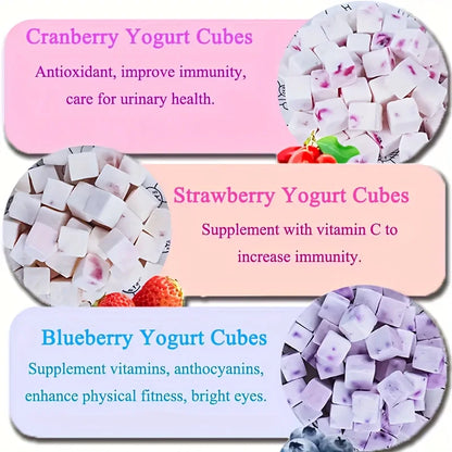 100g/3.53oz Fruit Yogurt Cubes Dog Treats For Dogs Or Cats, Made With Yogurt And Fruit, Healthy, Easily Digestible
