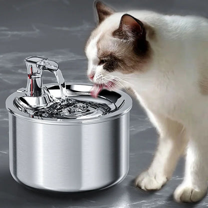 Automatic cat water fountain with optional sensor  and heater. 2L fully stainless steel pet water dispenser