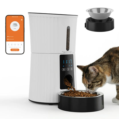 4L Automatic Cat Feeder WiFi Timed Cat Food Dispenser with APP Control Dual Power Supply Indoor Programmable Pet Feeder