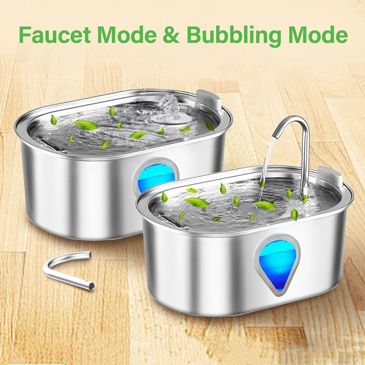 3.5L large capacity pet water dispenser automatic stainless steel water fountain with LED Lighting