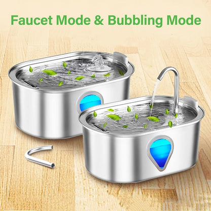 3.5L large capacity pet water dispenser automatic stainless steel water fountain with LED Lighting