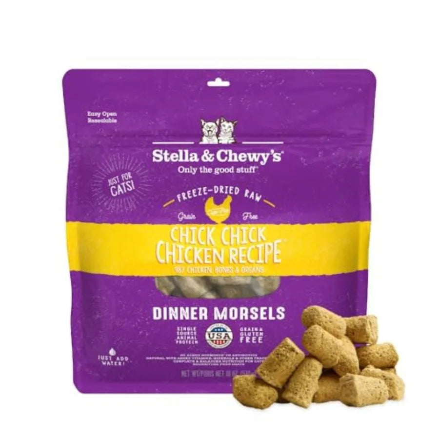 Freeze-Dried Raw Cat Dinner Morsels - Premium Chicken Recipe with 98% Cage-Free Meat and Organs - Natural Grain-Free Cat and Ki