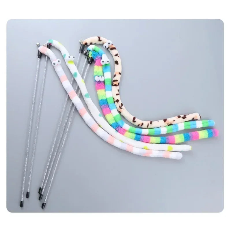 Pet Cat Toy Feather Cat Teaser Wand Cat Interactive Toys Funny Caterpillar Colorful Rod Teaser Wand Cats Supplies Accessory