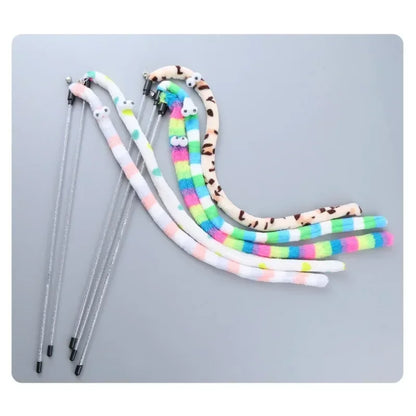 Pet Cat Toy Feather Cat Teaser Wand Cat Interactive Toys Funny Caterpillar Colorful Rod Teaser Wand Cats Supplies Accessory