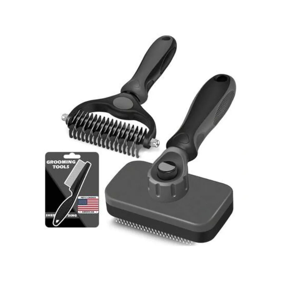 【New style】3PCS Self-Cleaning Slicker Brush, Pet Grooming Rake and Bath Brush For Dogs, Cats And Horses Double-Sided Dematting