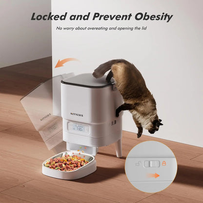 NITYERS 4.5L Automatic Cat Feeder, Timed Dog Food Dispenser with Stainless Steel Bowl, Smart Pet Feeder with Clog-Free Design, Voice Recorder, Dual Power Supply, Portion Control & Meal Planner for Cats and Small Dogs