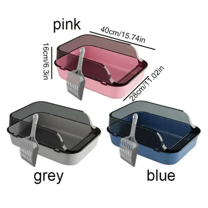 Cat Litter Box Set Large Fence Semi Enclosed Cat Litter Box Thickened Cat Toilet with Cat Litter Scoop Pet Supplies Cat Litter