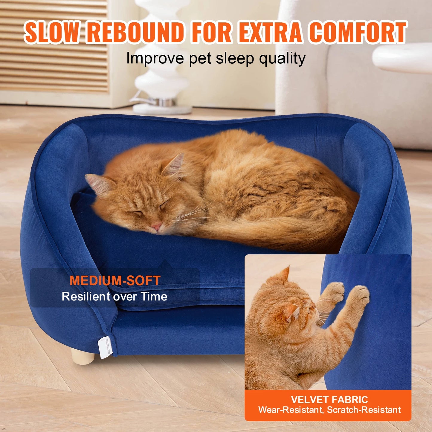 VEVOR Pet Sofa Dog Couch for Medium-Sized Dogs and Cats Soft Velvety Dog Sofa Bed for Living Room Bedroom Pet Store or Clinic