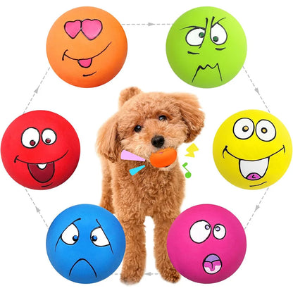 6Pcs Smile Face Squeaky Dog Toys Soft Latex Dog Squeaky Toys Bouncy Cute Face Pet Dog Toys for Small Medium Puppy Pet Dogs