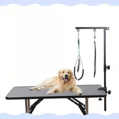 Dog Shower Stand Stainless Steel Pet Dog Grooming Table Bracket Arm with Restraint Rope Telescopic Pet Grooming Stand with Sling