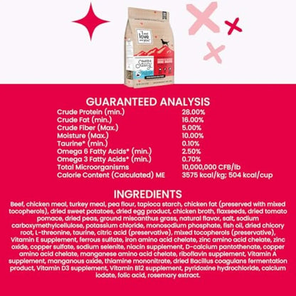 Baked and Saucy Dry Dog Food - Beef + Sweet Potato - Prebiotic + Probiotic Real Meat Grain Free No Fillers 10.25lb Bag