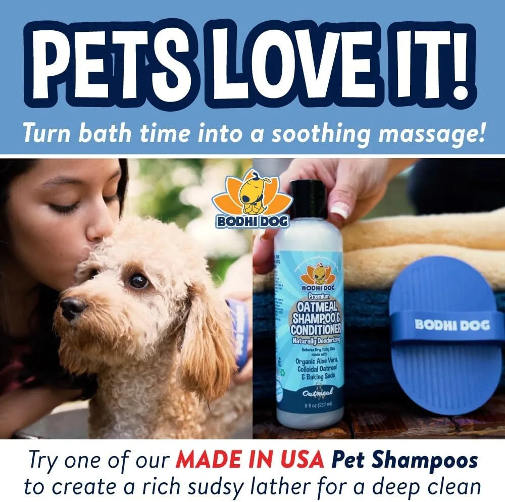 Pet Grooming Bath Brush - Soft Rubber Massage Brush for Dogs & Cats, Short & Long Hair, Blue