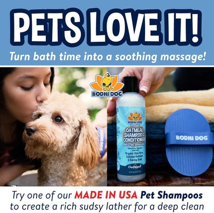Pet Grooming Bath Brush - Soft Rubber Massage Brush for Dogs & Cats, Short & Long Hair, Blue