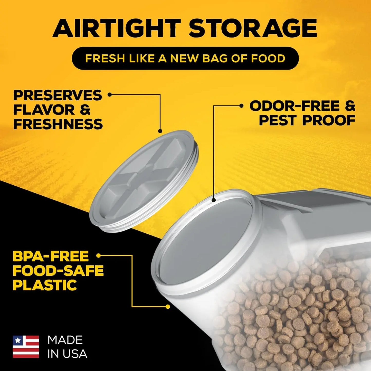 Pet Food Storage Container, Airtight Dog & Cat Food Container for 25lbs, Sealed Gamma2 Vittles Vault, Keeps Pests Out, BPA-Free