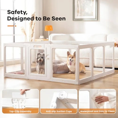 Clear Acrylic Dog Playpen Indoor Puppy Cat Small Pet Play Pen Pet Cat Playpen for Rabbits Dog Fence Crate Kennel Whelping Cage