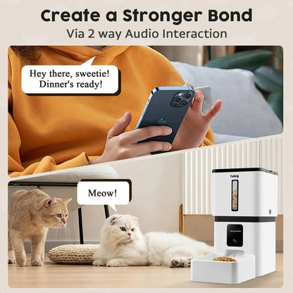 Automatic Feeder with Camera WiFi: 5G App Control Easy Setup Food Dispenser - HD 1080P Video Recording Timed Pet Feeder