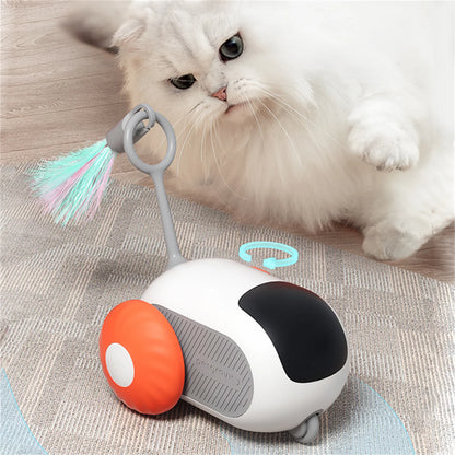 1pc Interactive Automatic Remote Control Cat Mice Car Toy and 1pc Smart Electric Moving Speedy Cat Ball Toy with Feather Tail