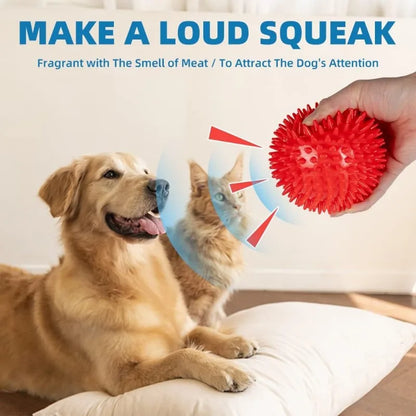 4.5-inch dog ball toy, suitable for medium to large dogs, 4-piece durable dog toy, prick dog ball for cleaning teeth