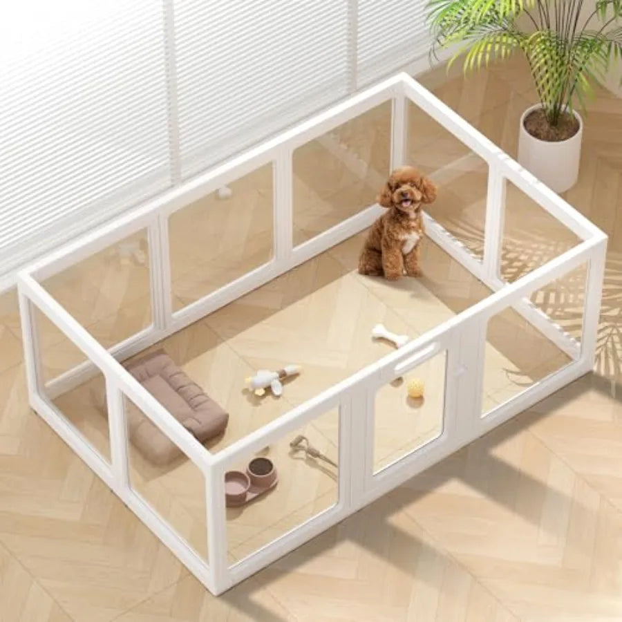 Clear Acrylic Dog Playpen Indoor Puppy Cat Small Pet Play Pen Pet Cat Playpen for Rabbits Dog Fence Crate Kennel Whelping Cage