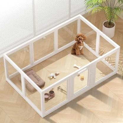 Clear Acrylic Dog Playpen Indoor Puppy Cat Small Pet Play Pen Pet Cat Playpen for Rabbits Dog Fence Crate Kennel Whelping Cage