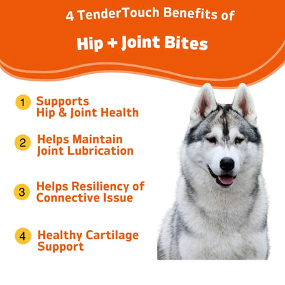 240 Chews - 2 Pack (2 x 180g/6.35oz) 360g/12.7oz - TenderTouch Hip & Joint Health - Glucosamine for Dogs Soft Chews