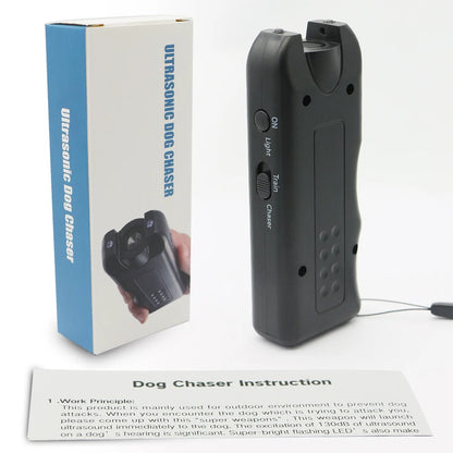 Ultrasonic Anti Barking Device Portable Dog Bark Suppressor Handheld Repeller Trainer with LED Light Battery Powered for Outdoor