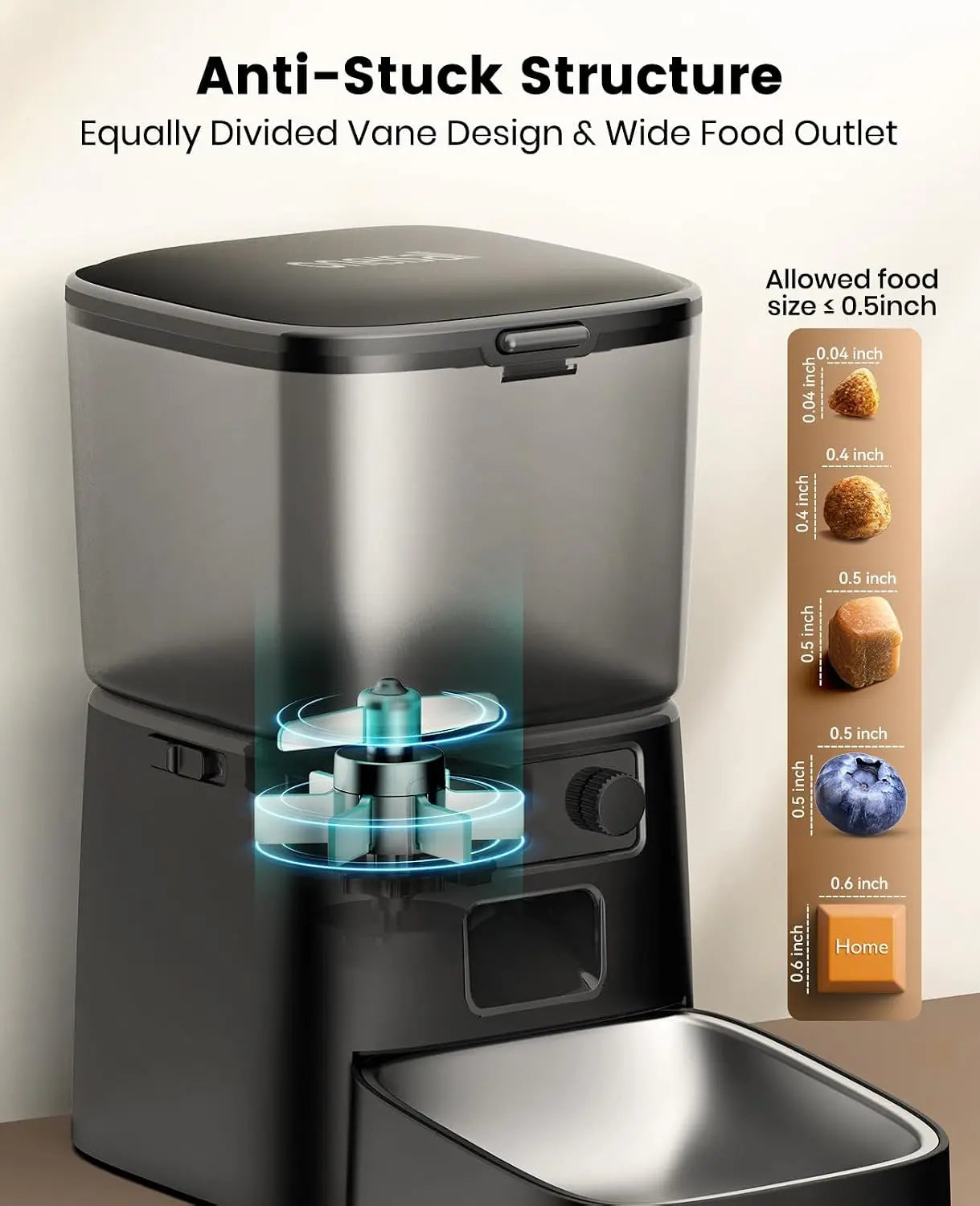 Smart WiFi Cat Feeder, 12 Cups/3.5L Automatic Dispenser with App Control, Timed Portion Control for Small Pets