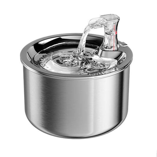 Automatic cat water fountain with optional sensor  and heater. 2L fully stainless steel pet water dispenser