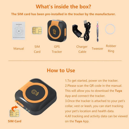 GPS Tracker Health Monitoring for Dogs, GPS Location & Smart Pet Activity Tracker, Works with Any Collar (Android and iOS Univer