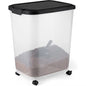 Pet Food Storage Container with Rolling Wheels, BPA-Free, Detachable Scoop, 50lbs Capacity for Dog or Cat Kibble