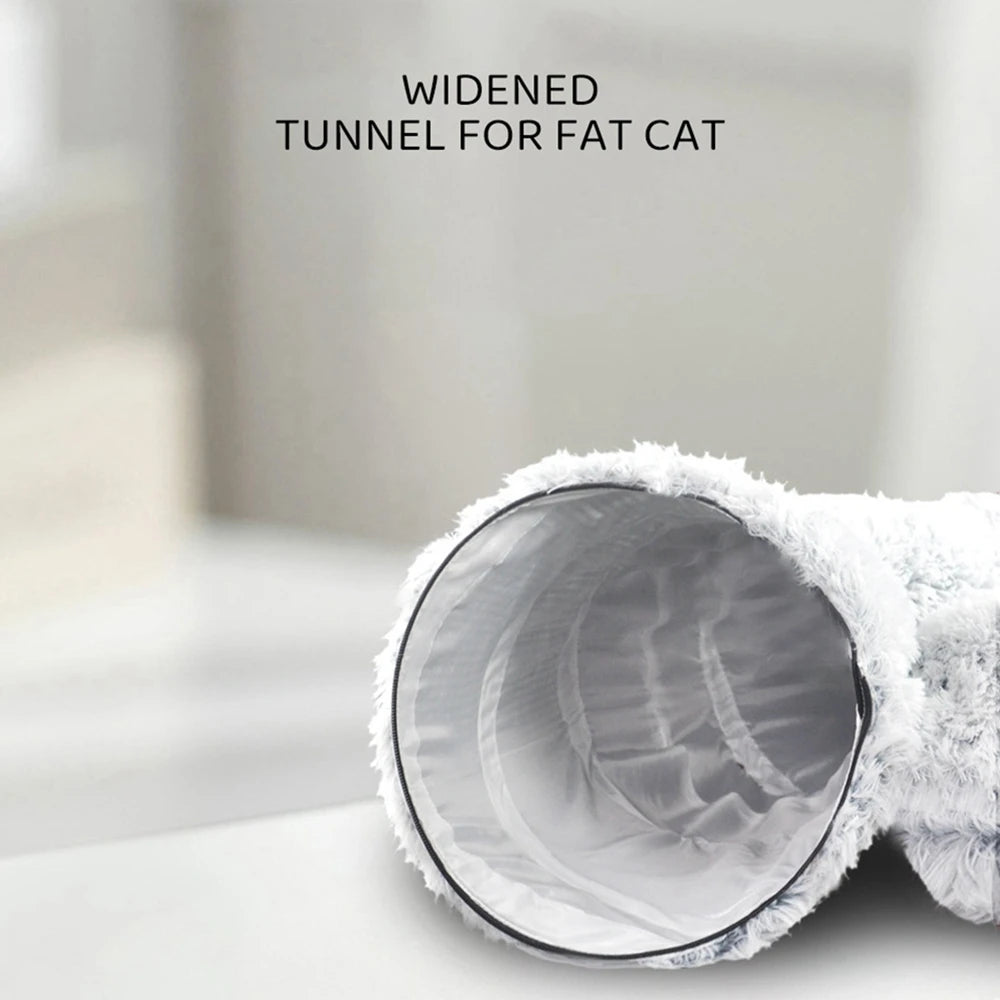 Cat Tunnel Bed with Mat Big Tube Playground Toy Soft Plush Material Full Shape Non-slip for Kitten Cat Playing 84cm/33.07"
