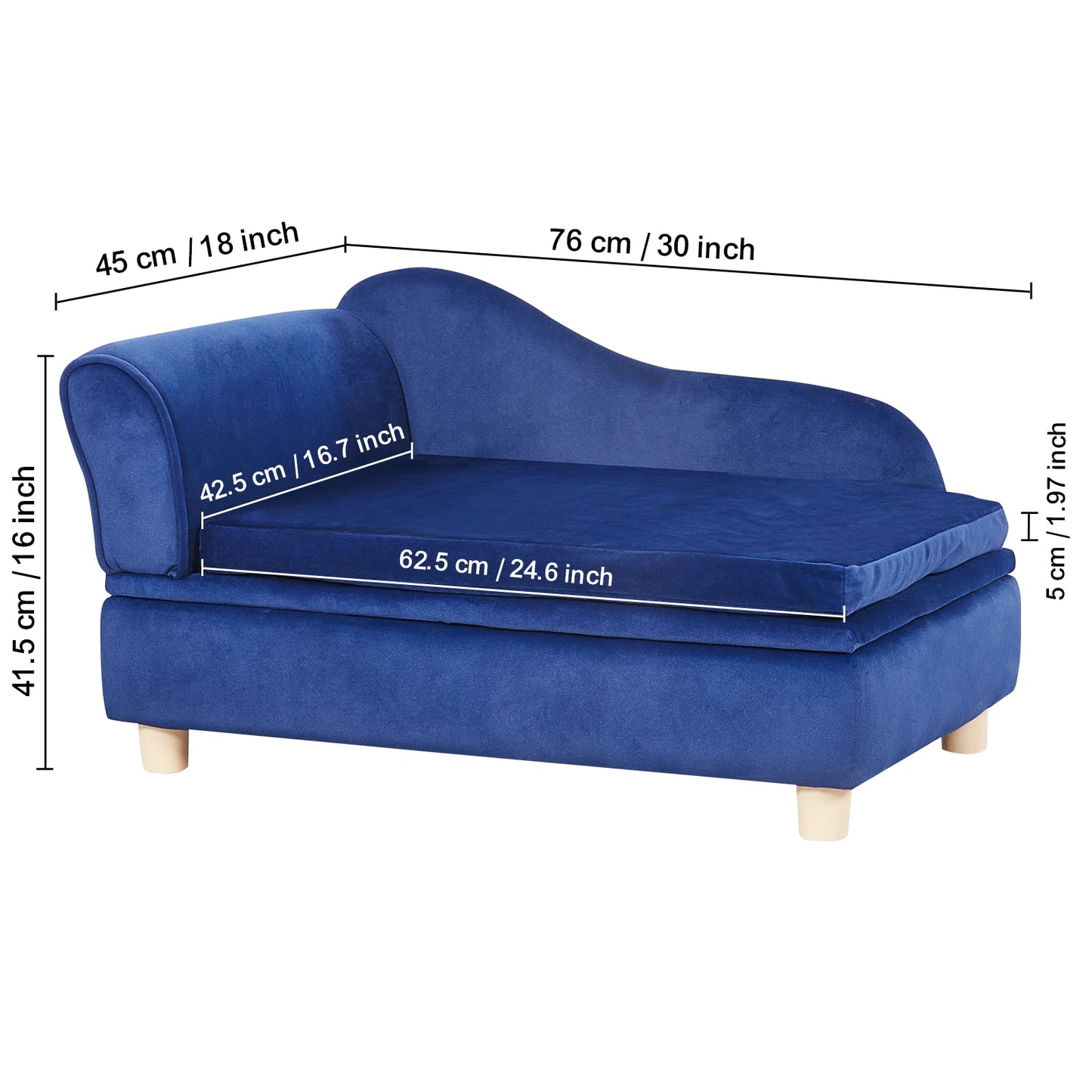 VEVOR Pet Sofa Dog Couch for Medium-Sized Dogs and Cats Soft Velvety Dog Sofa Bed for Living Room Bedroom Pet Store or Clinic