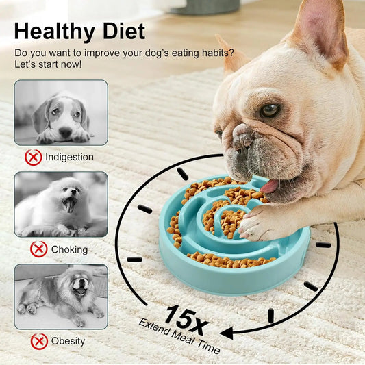 Dog Slow Feeder Bowl, PP Material Interactive Food Maze Puzzle for Dogs, Anti-Slip Bottom to Prevent Choking and Bloat, Easy