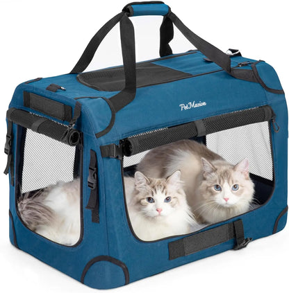 Extra Large Cat Carrier for 2 Cats, Collapsible Soft Sided Pet XL Crate for Large Mudium Big Cat 20lbs+, Car Travel Portable