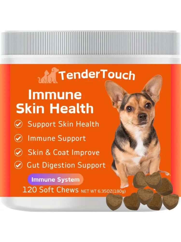 120 Chews - 1 Pack (1 x 180g/6.35oz) 180g/6.35oz - TenderTouch Allergy & Immune Supplement for Dogs  - Dog Allergy Support