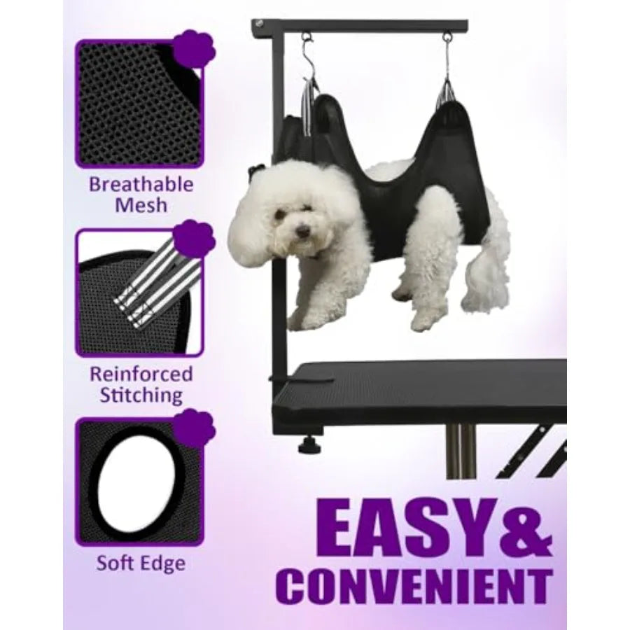 Dog Grooming Arm - 32" Dog Grooming Table Arm with Clamp and Post Loop Noose No Sit Haunch Holder Grooming Restraint for Small