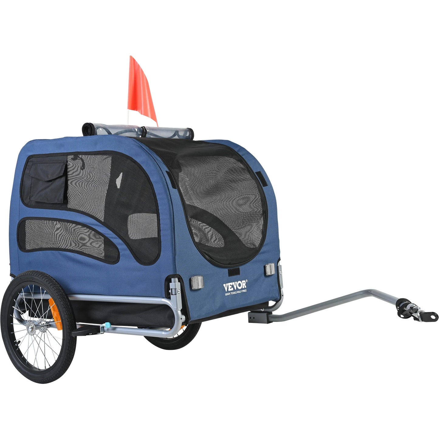 100lbs Pet Cart Bicycle Carrier Dog Bike Trailer with Coupler, Reflectors, Flag, Collapsible to Store for Dogs Travel