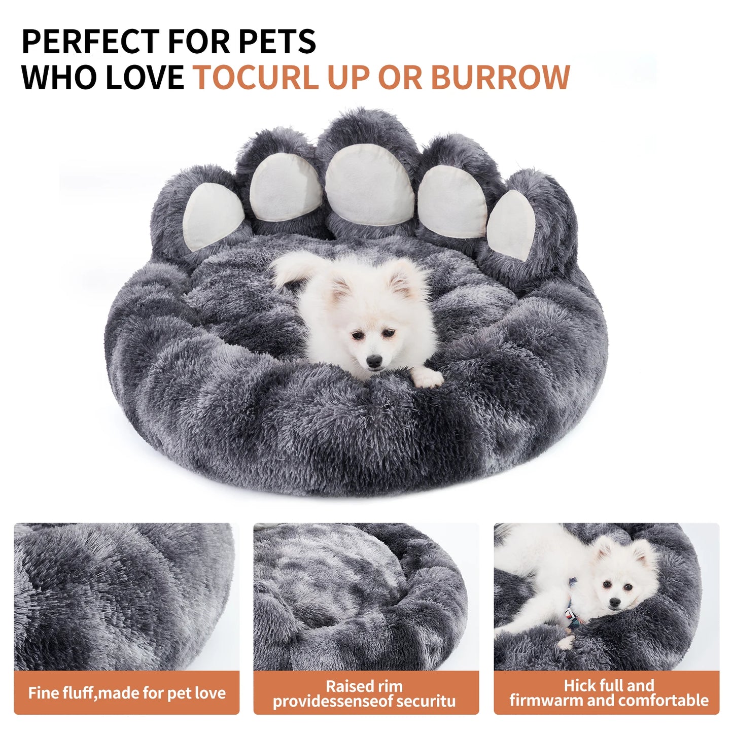Cozy Comfy Pet Dog Bed Paw Shape Warm Dog Bed Cushion for Your Furry Friend Fluffy Dog Bed Mat Deep Sleeping Warm Thickened