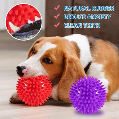 4.5-inch dog ball toy, suitable for medium to large dogs, 4-piece durable dog toy, prick dog ball for cleaning teeth