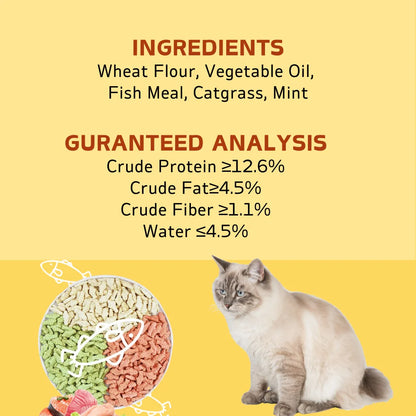 Cat Fish Shape Biscuit, Cat Treats for Hairball Support and Teeth Cleaning, Chicken Flavored Hairball Treats for Cats